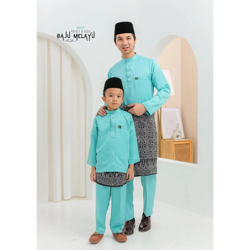 MOFF Kids & Dad Melayu Moden In Mint | Teal Blue | BAJU MELAYU DEWASA | BAJU MELAYU BUDAK thumbnail 3