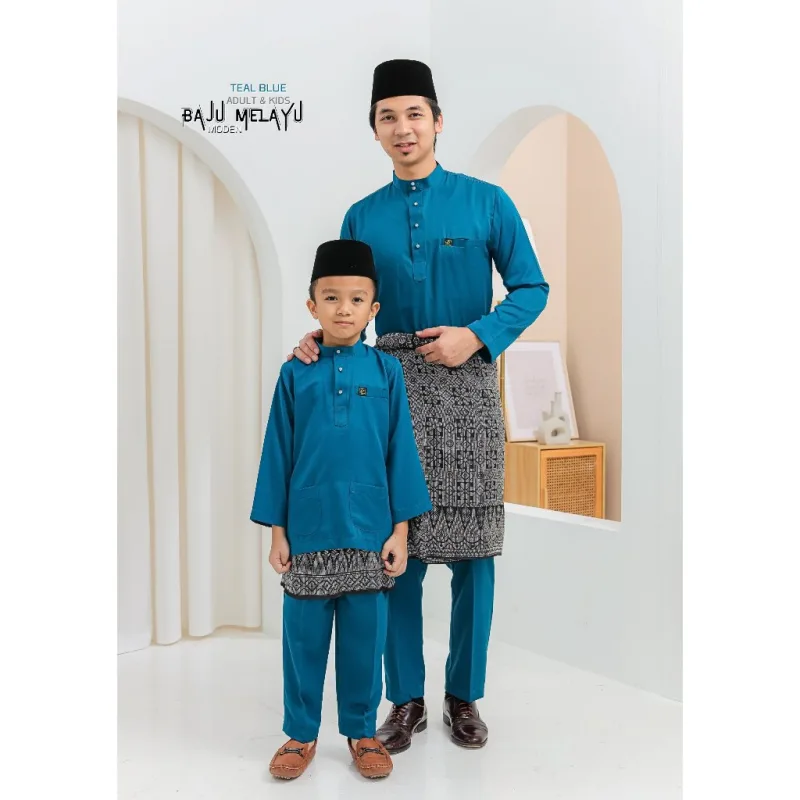 MOFF Kids & Dad Melayu Moden In Mint | Teal Blue | BAJU MELAYU DEWASA | BAJU MELAYU BUDAK thumbnail 2