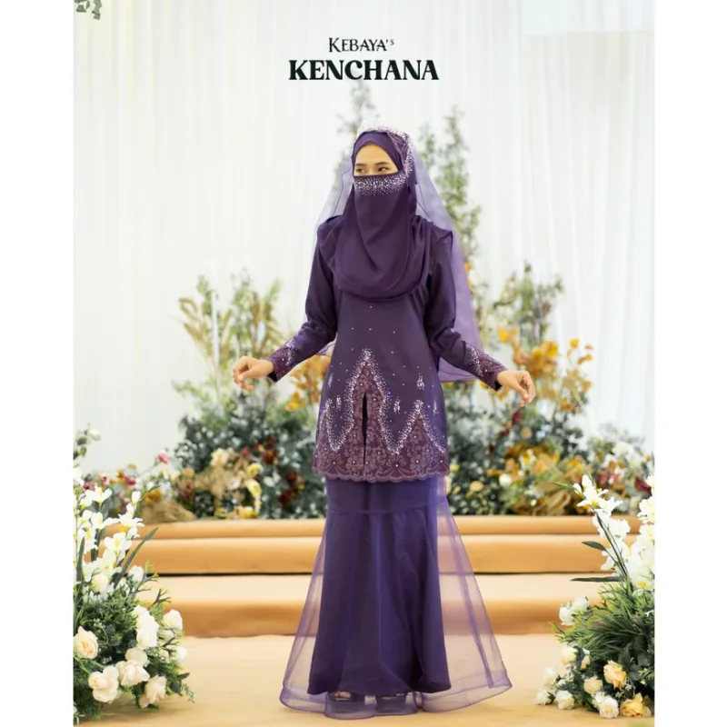MOFF Bridal Set BAJU KURUNG Kenchana In Dark Purple | Nikah Kahwin |Tunang | Full set Kurung Moden | BAJU KEBAYA thumbnail 2