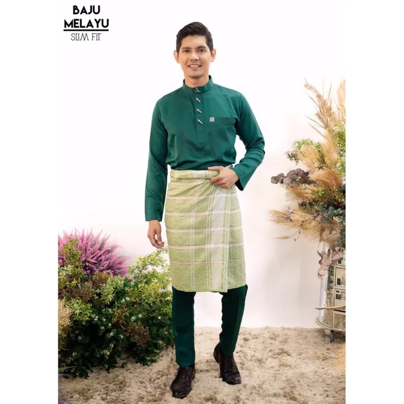 BAJU MELAYU Sakura Slim fit In Emerald Green |baju melayu moden | baju melayu slim fit thumbnail 2