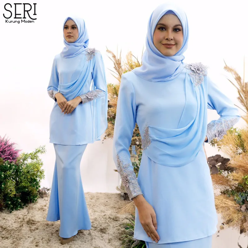 BAJU Seri BAJU Kurung In Baby Blue | Set Family Kurung Lace BY MOFF2U thumbnail 2
