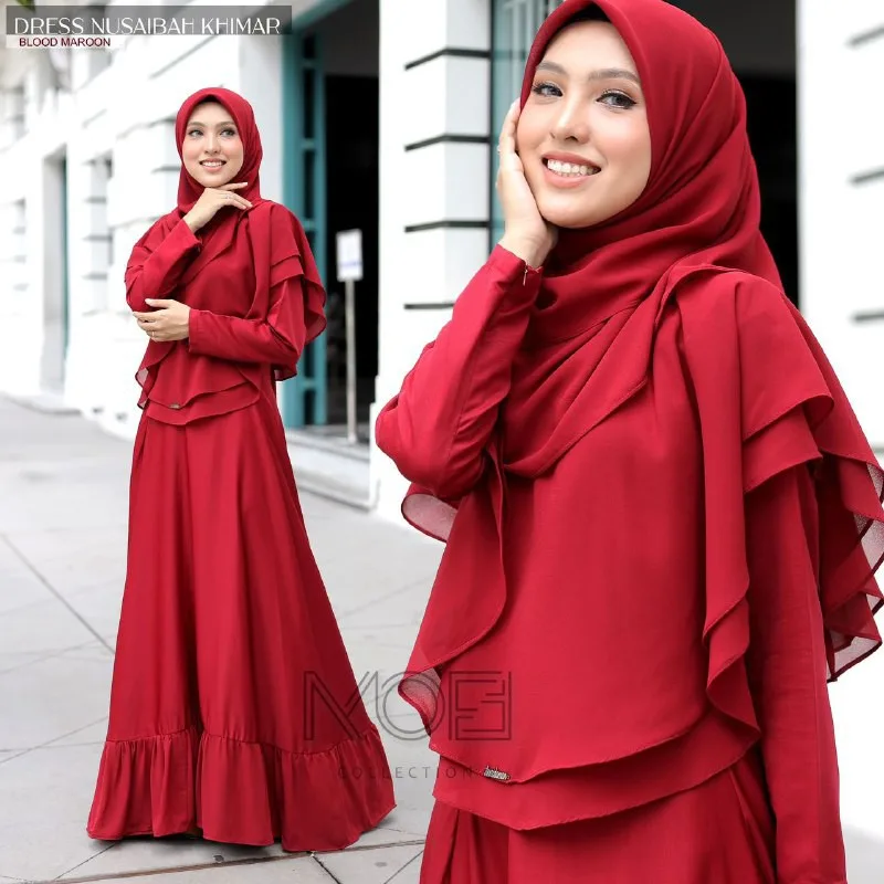 Set BAJU JUBAH Nusaibah Muslimah Jubah & Khimar Umairah | DRESS MODEN BY MOFF COLLECTION thumbnail 5