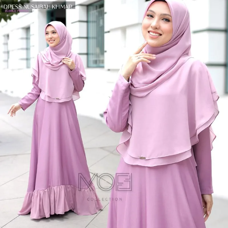 Set BAJU JUBAH Nusaibah Muslimah Jubah & Khimar Umairah | DRESS MODEN BY MOFF COLLECTION thumbnail 2