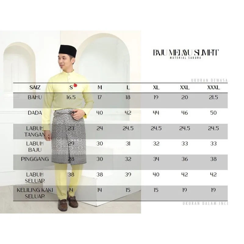 MOFF Baju Melayu Slim fit | Sakura Slimfit in Soft Yellow | Raya 2024 | BAJU MELAYU DEWASA | BAJU MELAYU BUDAK thumbnail 2