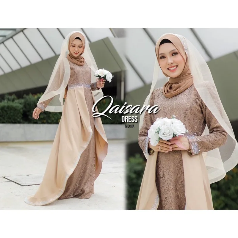 (8 Item Dalam 1 Harga) Bridal Set BAJU DRESS Qaisara In Mocha | Nikah Kahwin |Tunang | Full set dress BY MOFF COLLECTION thumbnail 2
