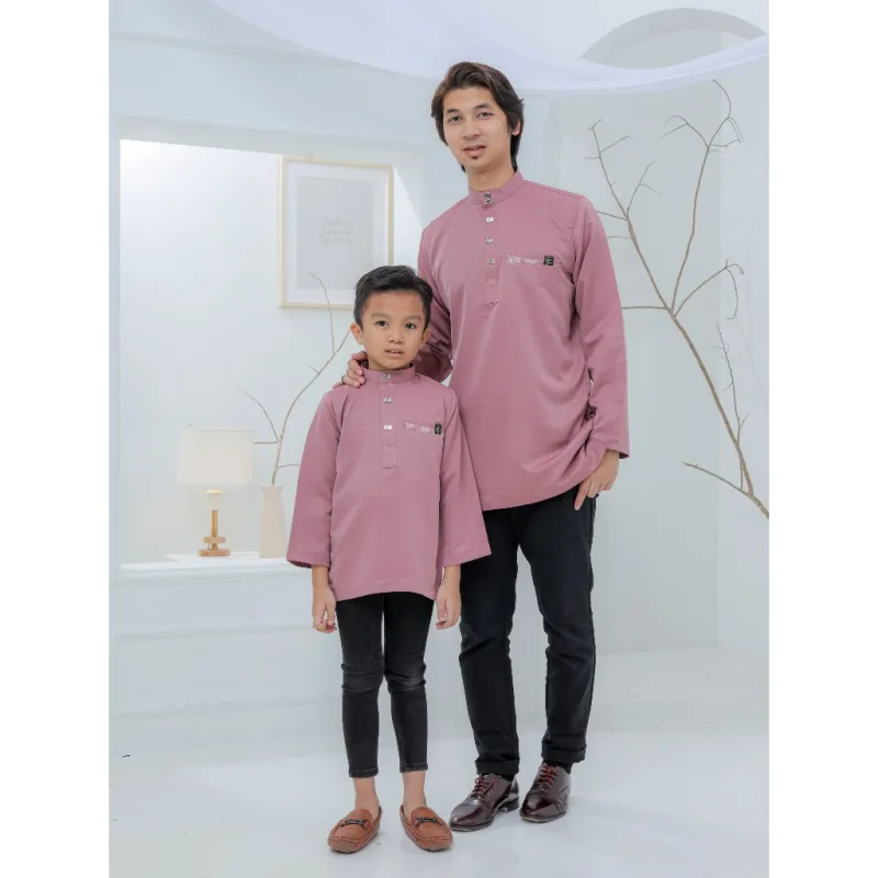 Baju Kurta Ayah dan Anak | BAJU KURTA Moden warna Ros Gold dan warna hatim by moff2u thumbnail 2