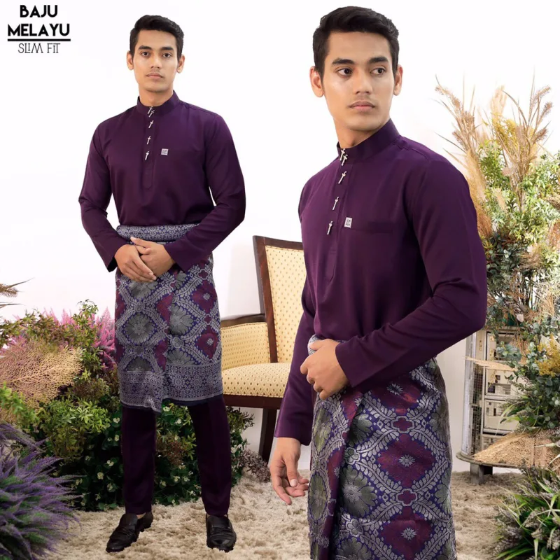 BAJU MELAYU Sakura Slimfit In Dark Purple | baju melayu slim fit BY MOFF COLLECTION thumbnail 2