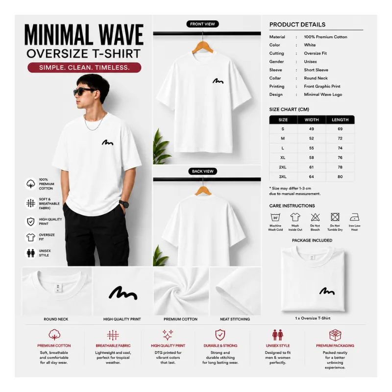 Minimal Wave Oversized T-Shirt