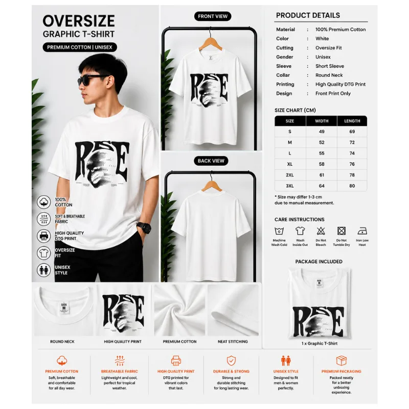 RISE Graphic Oversize T-Shirt