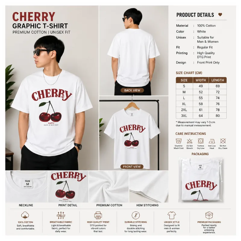 Cherry Graphic Oversize T-Shirt