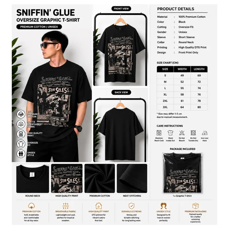 Sniffin Glue Oversize Graphic T-Shirt