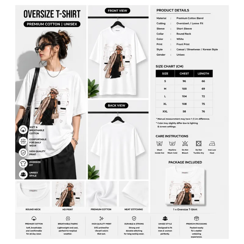 Girl Aesthetic White Oversize T-Shirt