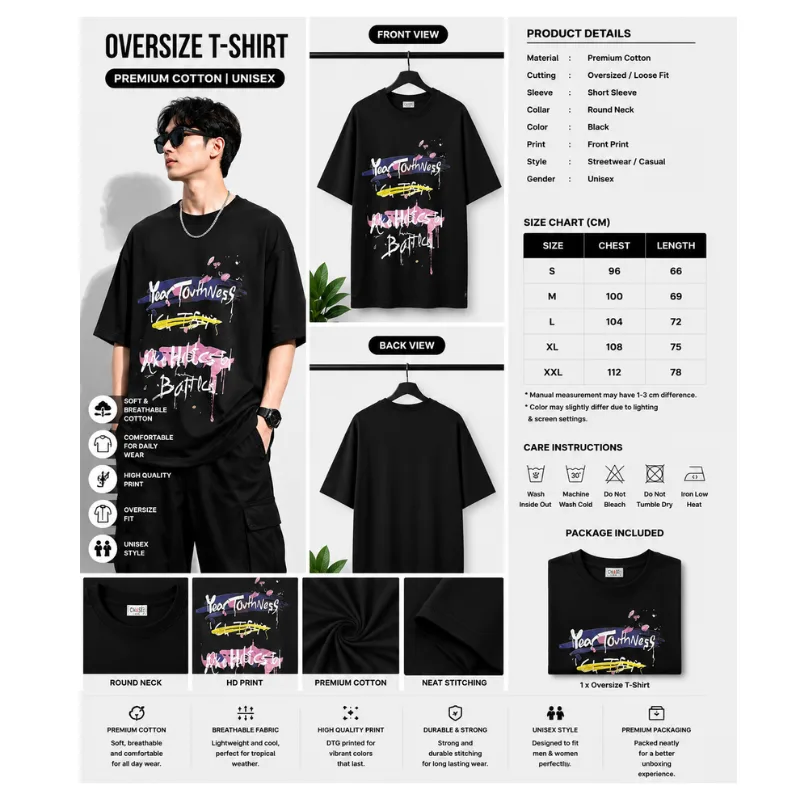 Year Touhness Oversize Graphic T-Shirt