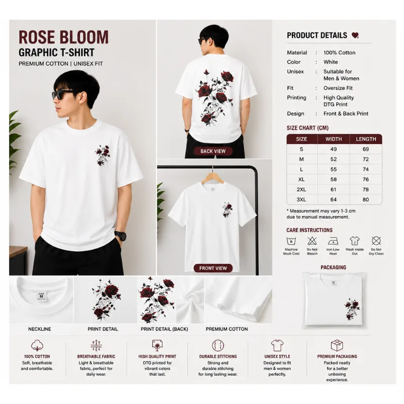 Rose Bloom Graphic T-Shirt