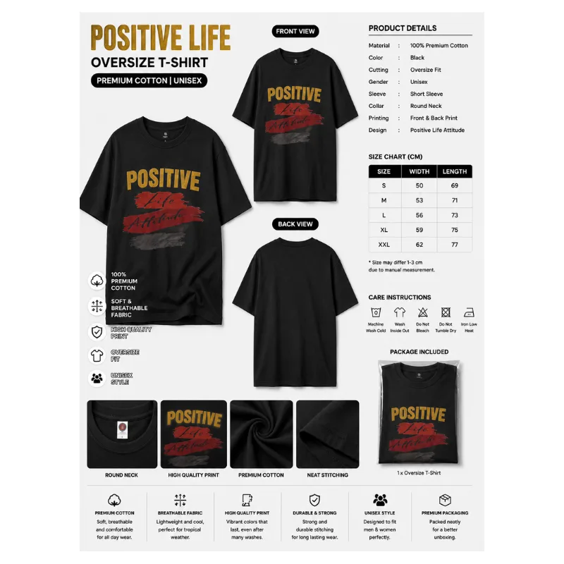 POSITIVE LIFE Oversize T-Shirt