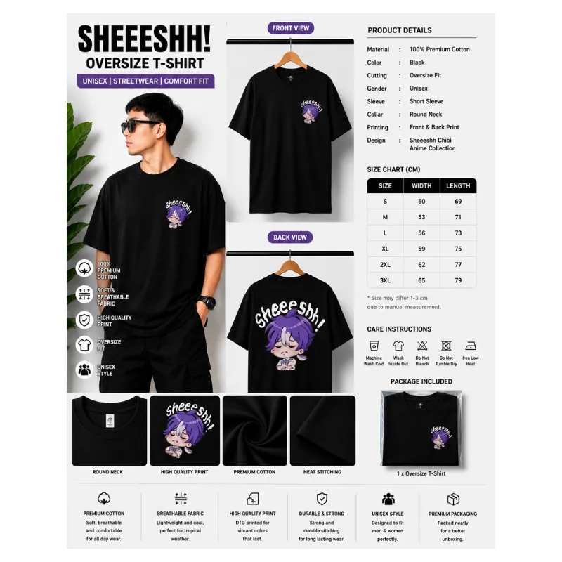 SHEEESHH! Oversize Anime T-Shirt
