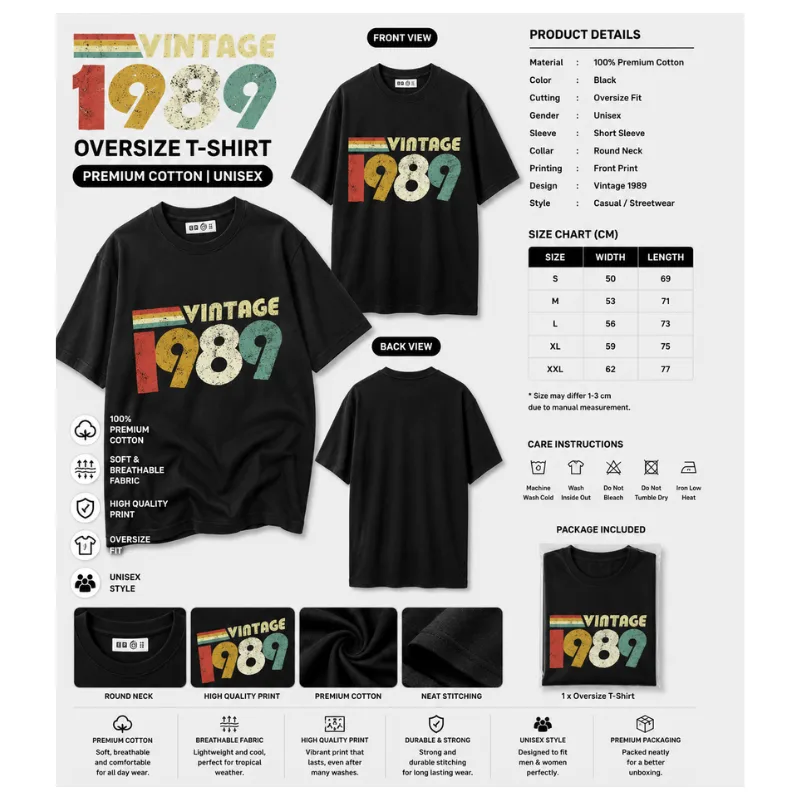 Vintage 1989 Oversize T-Shirt