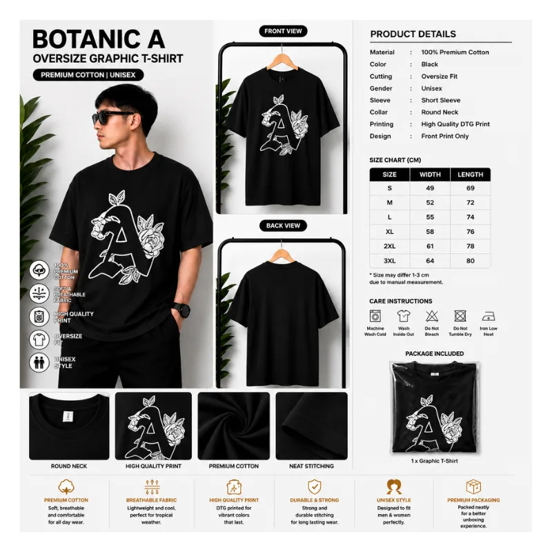 BOTANIC A OVERSIZE GRAPHIC T-SHIRT